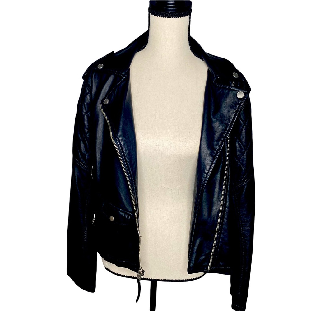 Black leather motorcycle jacket